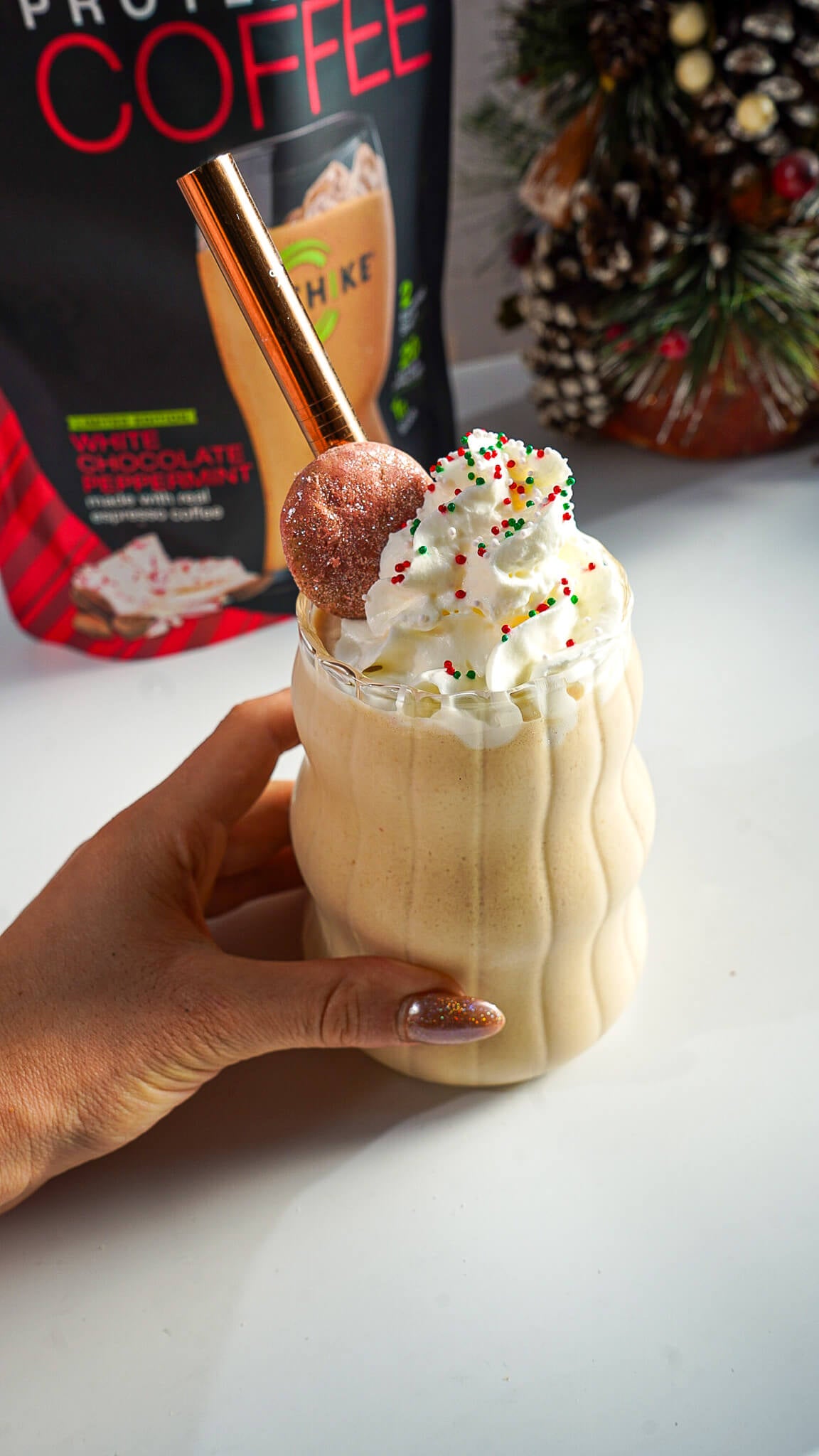 White Chocolate Peppermint Sugar Cookie Protein Frappuccino